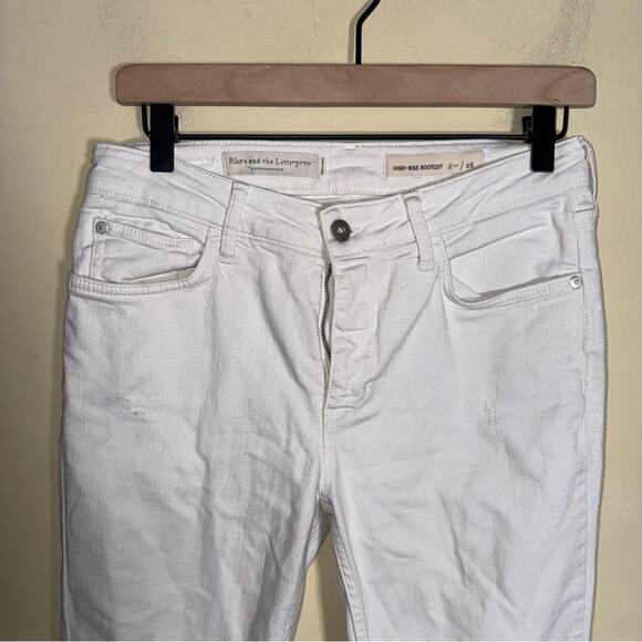 PILCRO AND THE LETTERPRESS ANTHRO White High-Rise Bootcut raw hem Jeans 27 - Picture 3 of 5